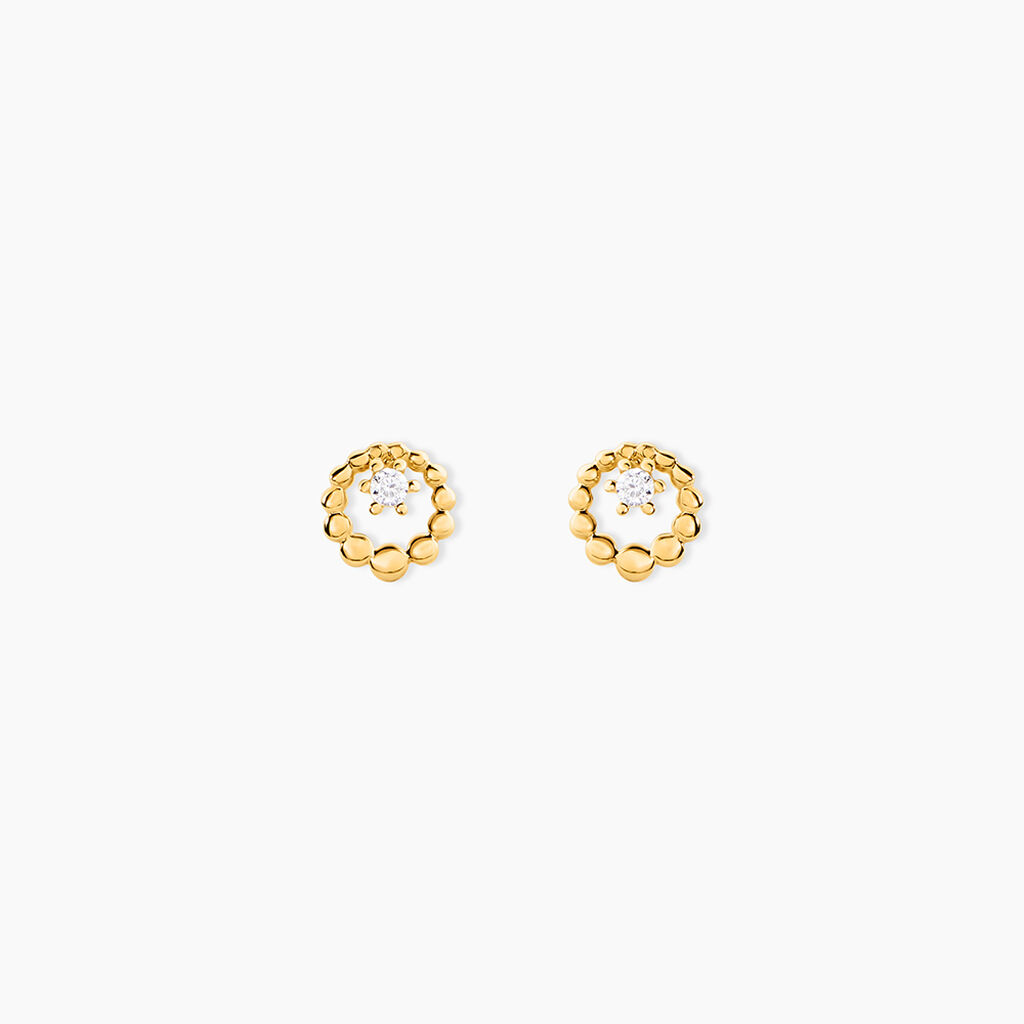 Boucles D'Oreilles Puces Mette Or Jaune Oxyde De Zirconium - Clous d'oreilles Femme | Histoire d&rsquo;Or