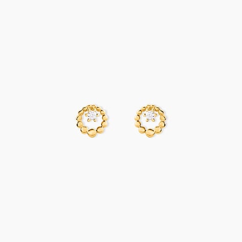 Boucles D'Oreilles Puces Mette Or Jaune Oxyde De Zirconium - Clous d'oreilles Femme | Histoire d&rsquo;Or