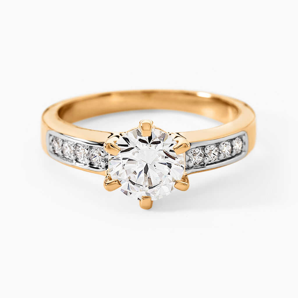 Bague Solitaire Stevie Plaqu&eacute; Or Jaune Oxyde De Zirconium - Bagues solitaires Femme | Histoire d&rsquo;Or