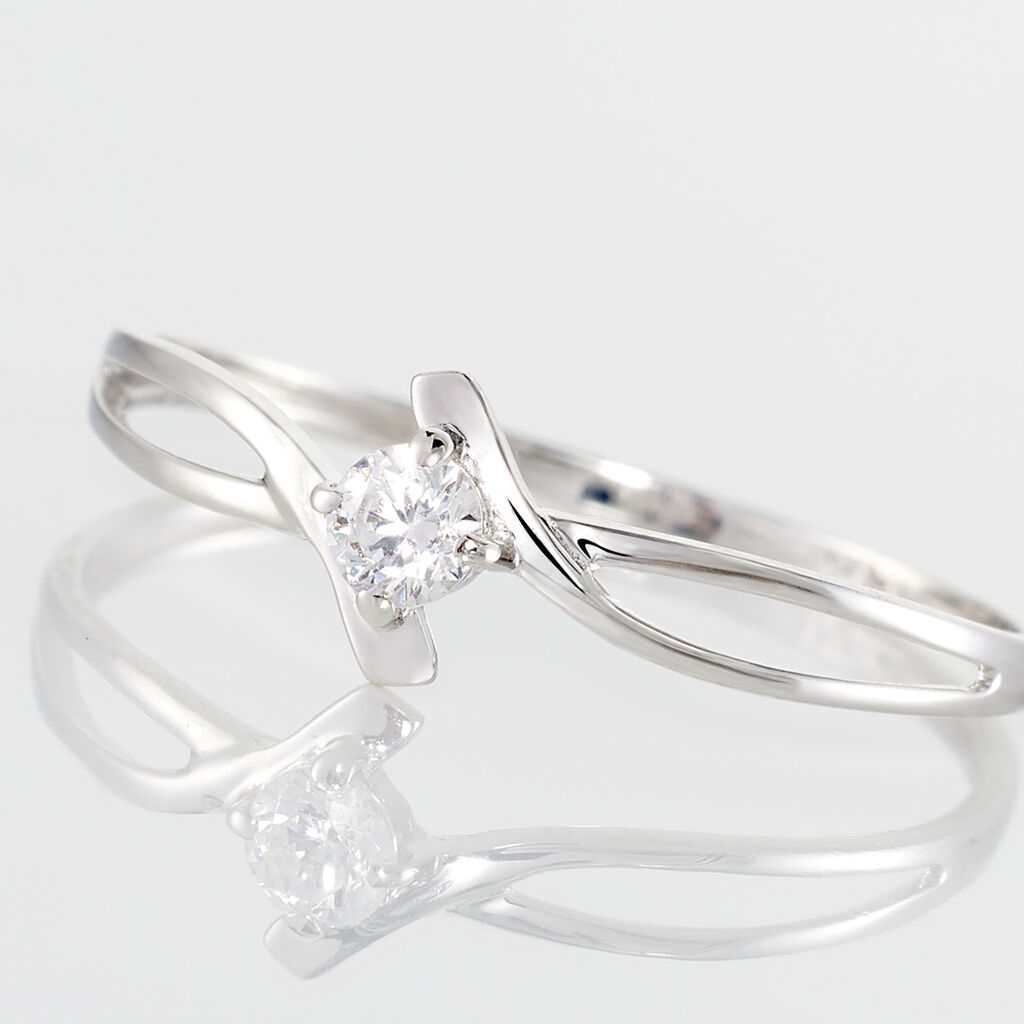 Bague Chamirame Or Blanc Oxyde De Zirconium - Bagues solitaires Femme | Histoire d’Or