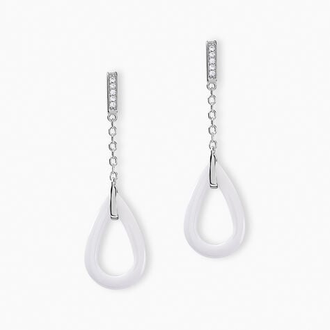 Boucles D'oreilles Pendantes Peer Argent Blanc Oxyde De Zirconium - Boucles d'oreilles fantaisie Femme | Histoire d’Or