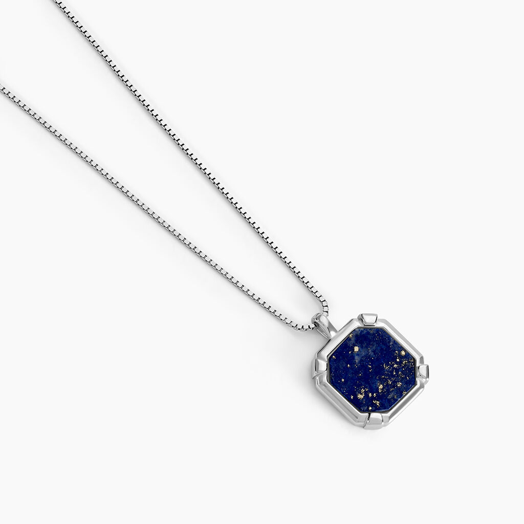 Collier Mani Argent Blanc Lapis Lazuli - F&ecirc;te des p&egrave;res Homme | Histoire d&rsquo;Or