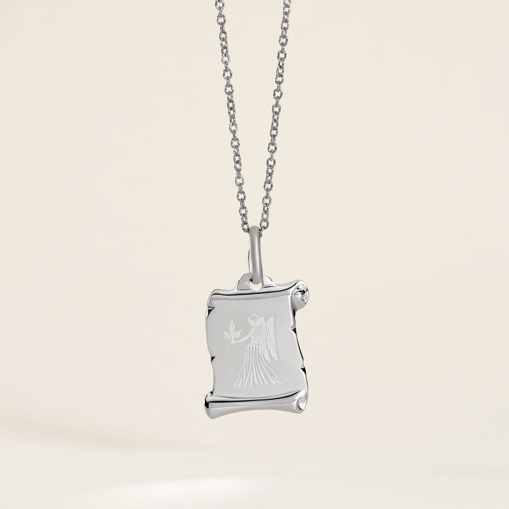 Pendentif Zodiaque Parchemin Argent Blanc - Pendentifs Communion Famille | Histoire d&rsquo;Or