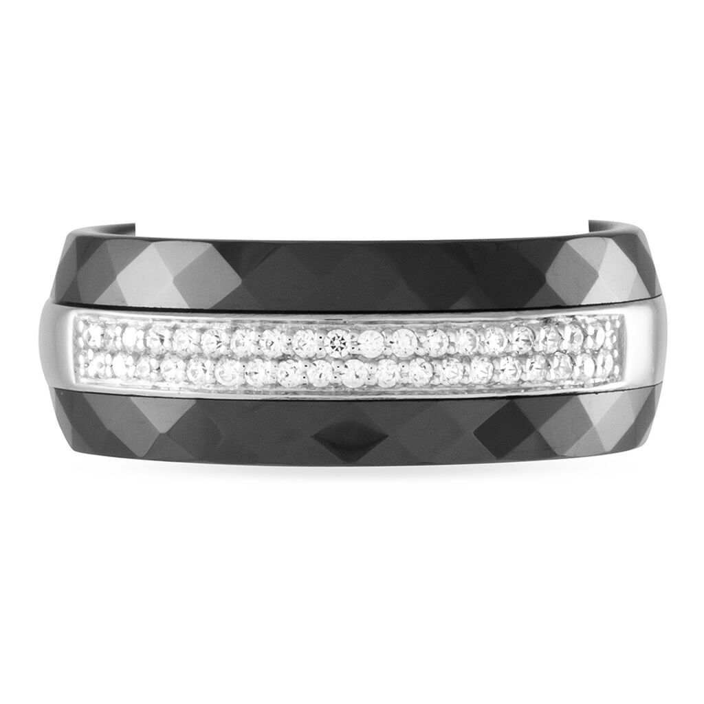 Bague Ceramik Design Argent Blanc Oxyde De Zirconium Et C&eacute;ramique - Bagues avec pierre Femme | Histoire d&rsquo;Or