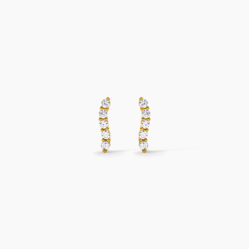Boucles D'Oreilles Puces Dahina Argent Dor&eacute; A L'Or 750/1000 Oxyde De Zirconium - Boucles d'oreilles fantaisie Femme | Histoire d&rsquo;Or