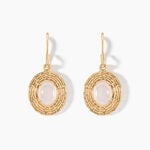 Boucles D'oreilles Pendantes Linna Plaqu&eacute; Or Jaune Pierre De Lune - Boucles d'oreilles fantaisie Femme | Histoire d&rsquo;Or