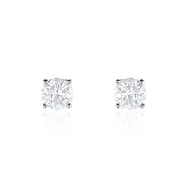 Boucles D'oreilles Puces 4 Griffes Or Blanc Diamant Synthetique - Clous d'oreilles Femme | Histoire d’Or