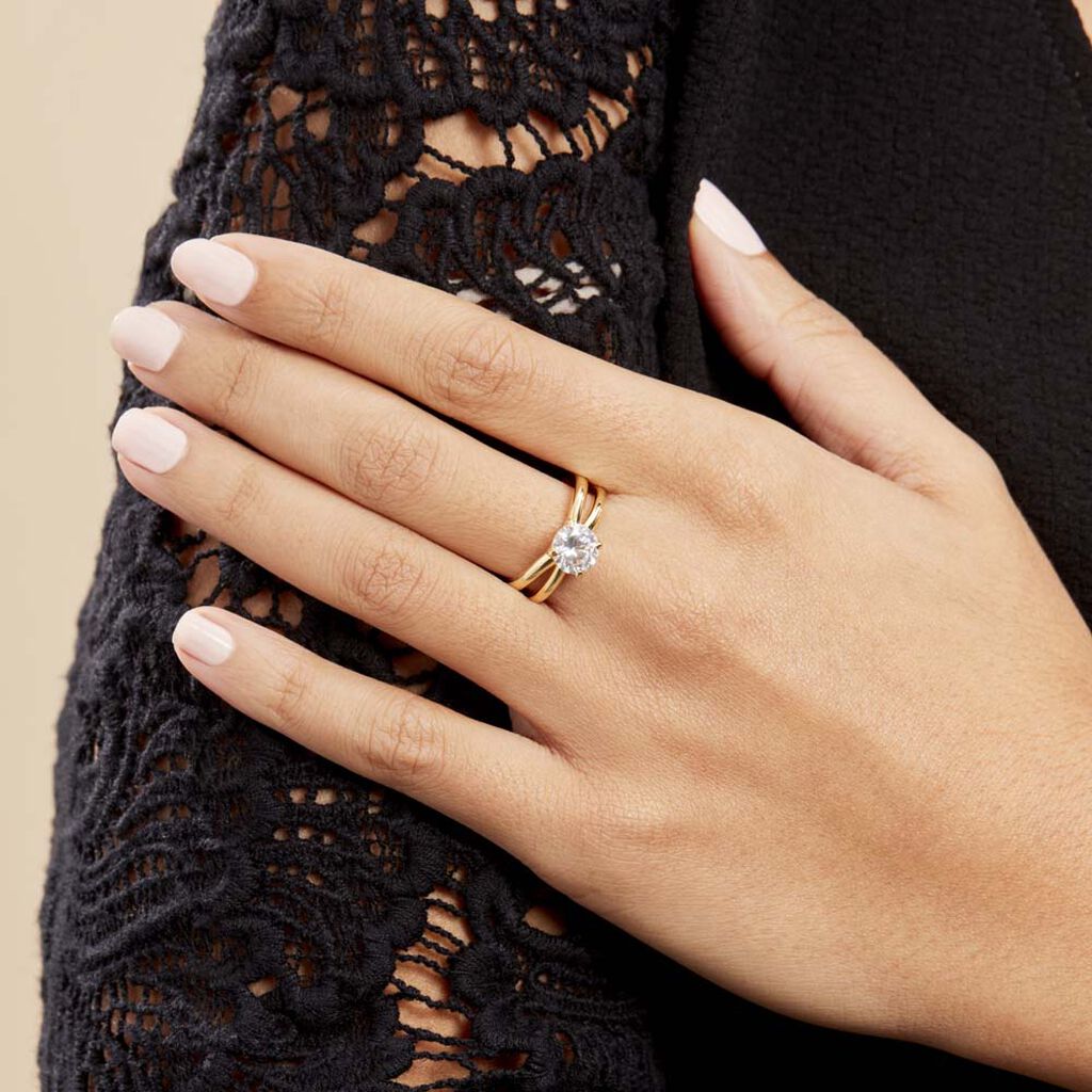 Bague Gen Plaqué Or Oxyde De Zirconium - Bagues solitaires Femme | Histoire d’Or