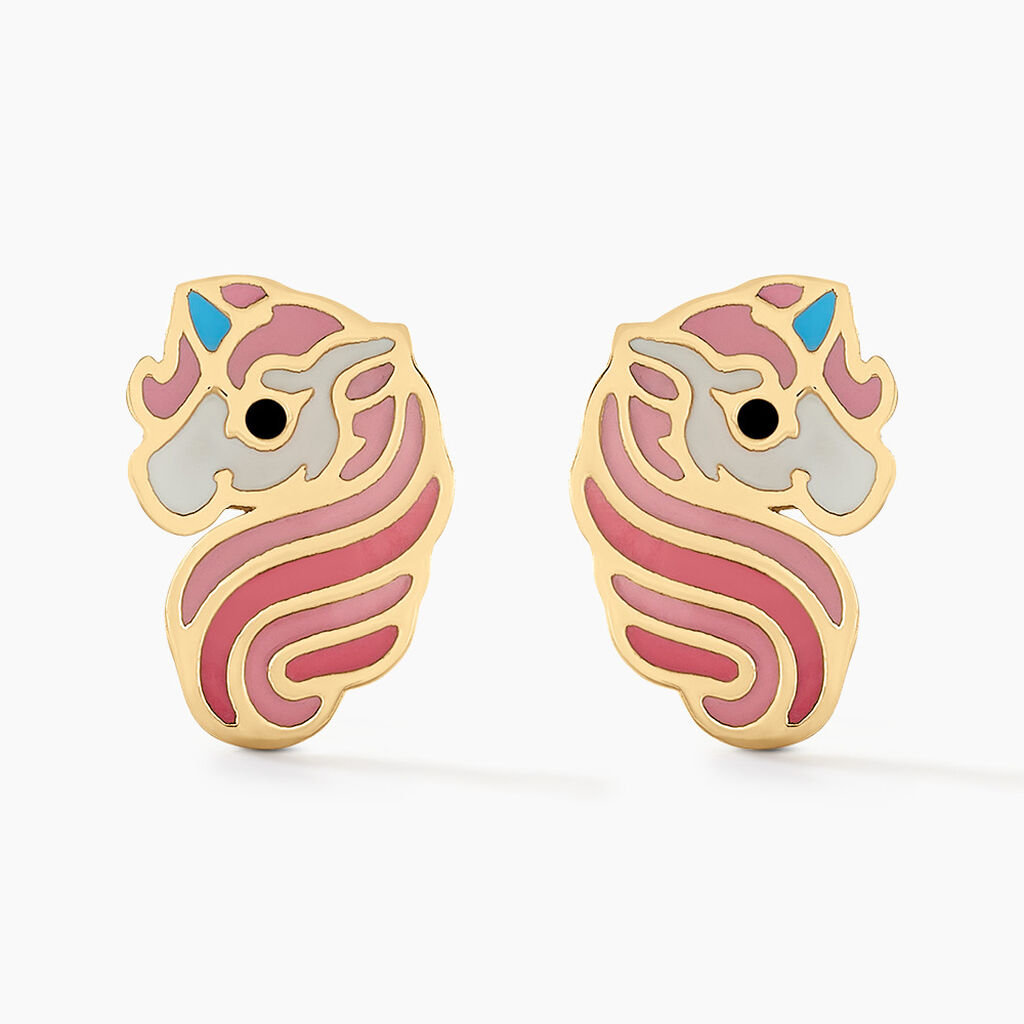 Boucles D'oreilles Puces Pivoina Or Jaune Oxyde De Zirconium - Clous d'oreilles Enfant | Histoire d&rsquo;Or