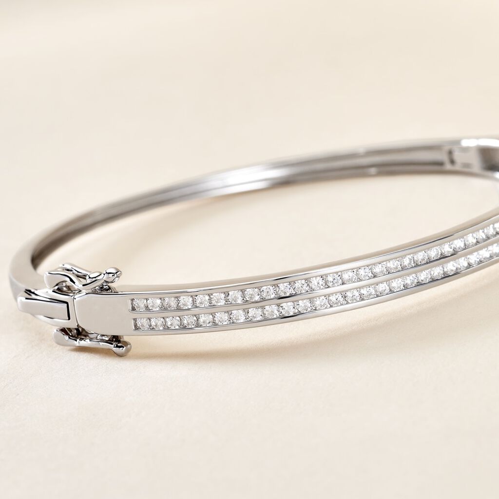Bracelet Jonc Carinne Argent Blanc Oxyde De Zirconium - Bracelets joncs Femme | Histoire d&rsquo;Or