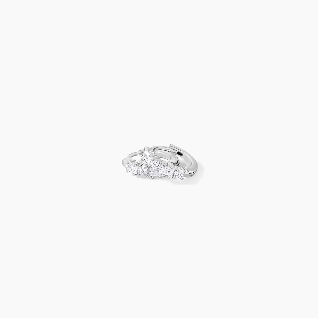 Cr&eacute;oles Argent Blanc Derren Oxydes De Zirconium - Boucles d'oreilles cr&eacute;oles Femme | Histoire d&rsquo;Or