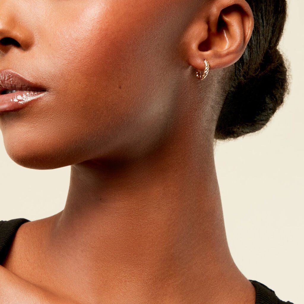 Créoles Twisted Plaque Or Jaune - Boucles d'oreilles créoles Femme | Histoire d’Or