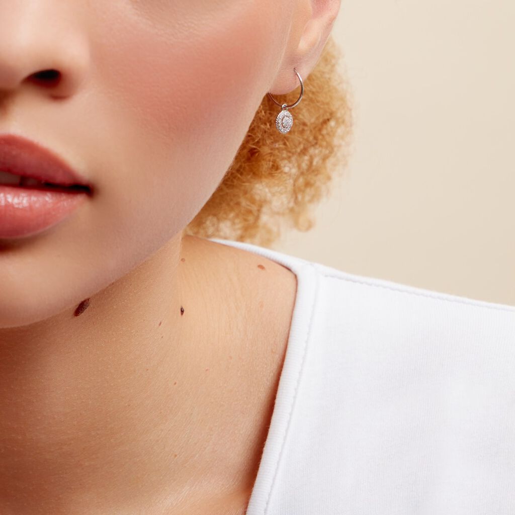 Créoles Lulu Or Blanc Oxyde - Boucles d'oreilles créoles Femme | Histoire d’Or