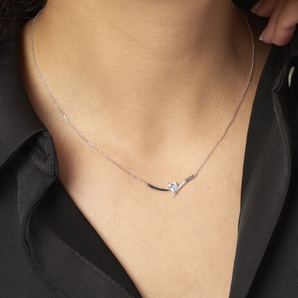 Collier Eva Or Blanc Oxyde De Zirconium - Colliers Femme | Histoire d’Or