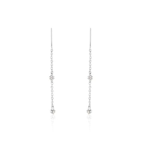 Boucles D'oreilles Pendantes Garsha Argent Blanc Oxyde De Zirconium - Boucles d'oreilles fantaisie Femme | Histoire d&rsquo;Or