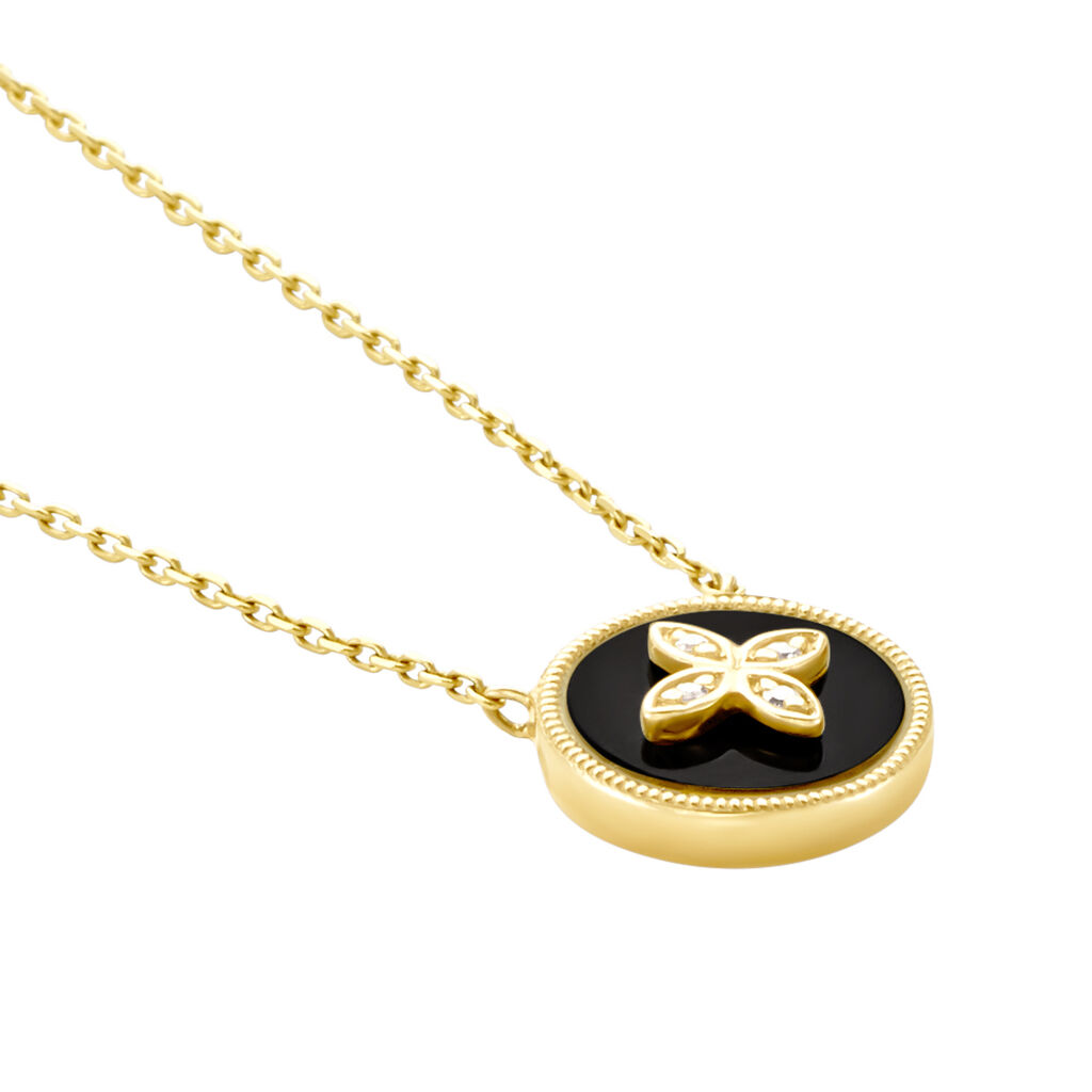Collier Talisman Or Jaune Agate Diamant - Colliers Femme | Histoire d’Or