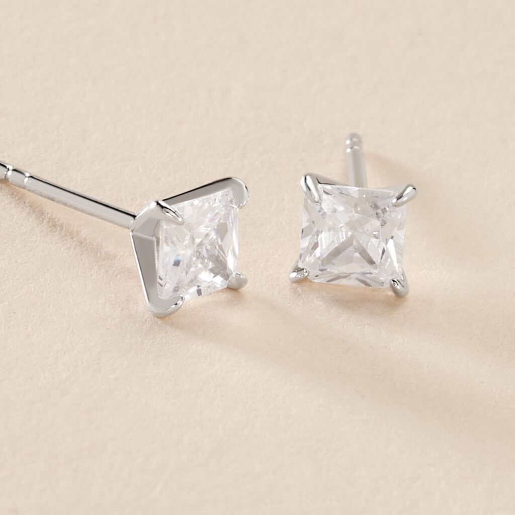 Boucles D'oreilles Puces Alys Argent Blanc Oxyde De Zirconium - Boucles d'oreilles fantaisie Femme | Histoire d’Or