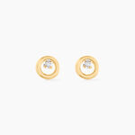 Boucles D'oreilles Puces Edmee Cercle Or Jaune Oxyde De Zirconium - Clous d'oreilles Femme | Histoire d&rsquo;Or