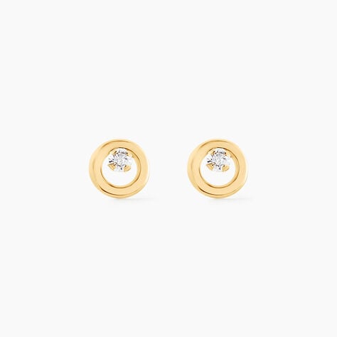 Boucles D'oreilles Puces Edmee Cercle Or Jaune Oxyde De Zirconium - Clous d'oreilles Femme | Histoire d’Or