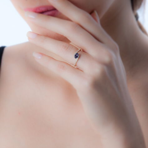 Bague Loriane Or Jaune Aigue Marine Et Oxyde De Zirconium - Bagues solitaires Femme | Histoire d’Or