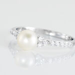 Bague Florenty Argent Blanc Perle De Culture Et Oxyde De Zirconium - Bagues avec pierre Femme | Histoire d&rsquo;Or