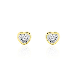 Boucles D'oreilles Puces Daria Cœur 0 Or Jaune Strass - Boucles d'Oreilles Coeur Femme | Histoire d’Or