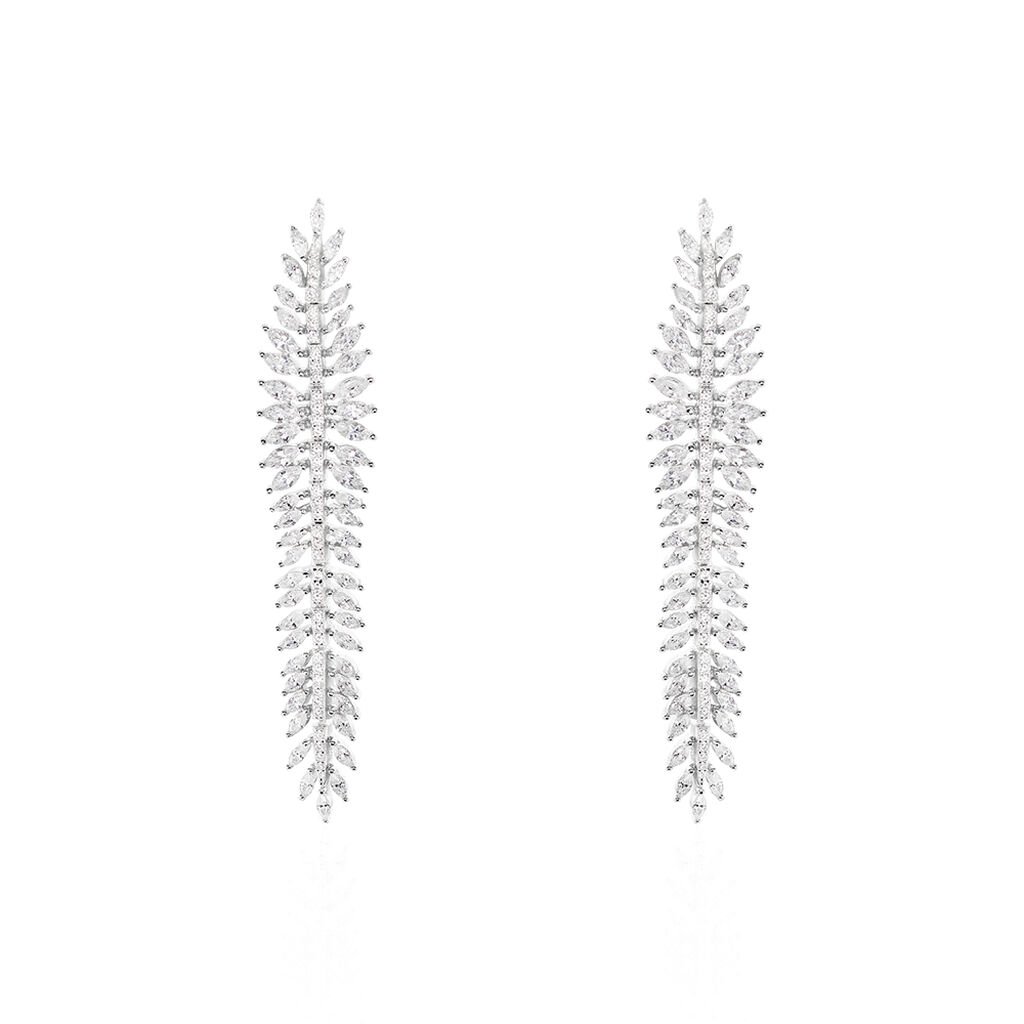 Boucles D'oreilles Pendantes Laetizia Party Argent Oxyde De Zirconium - Boucles d'oreilles pendantes Femme | Histoire d’Or