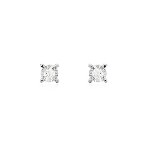 Boucles D'oreilles Puces Diamotion Or Blanc Diamant - Clous d'oreilles Femme | Histoire d’Or