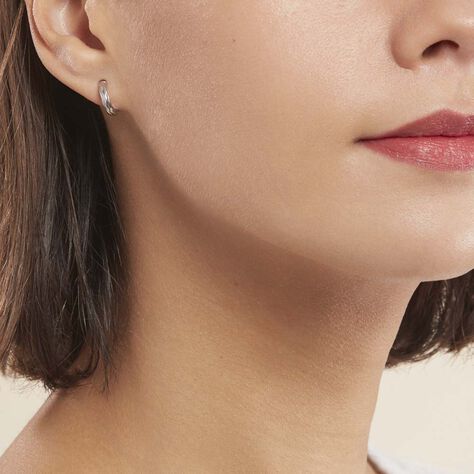 Créoles Ananas Or Blanc - Boucles d'oreilles créoles Femme | Histoire d’Or