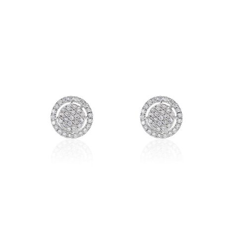Boucles D'oreilles Puces Or Blanc Nawra Diamants Synth&eacute;tiques - Clous d'oreilles Femme | Histoire d&rsquo;Or