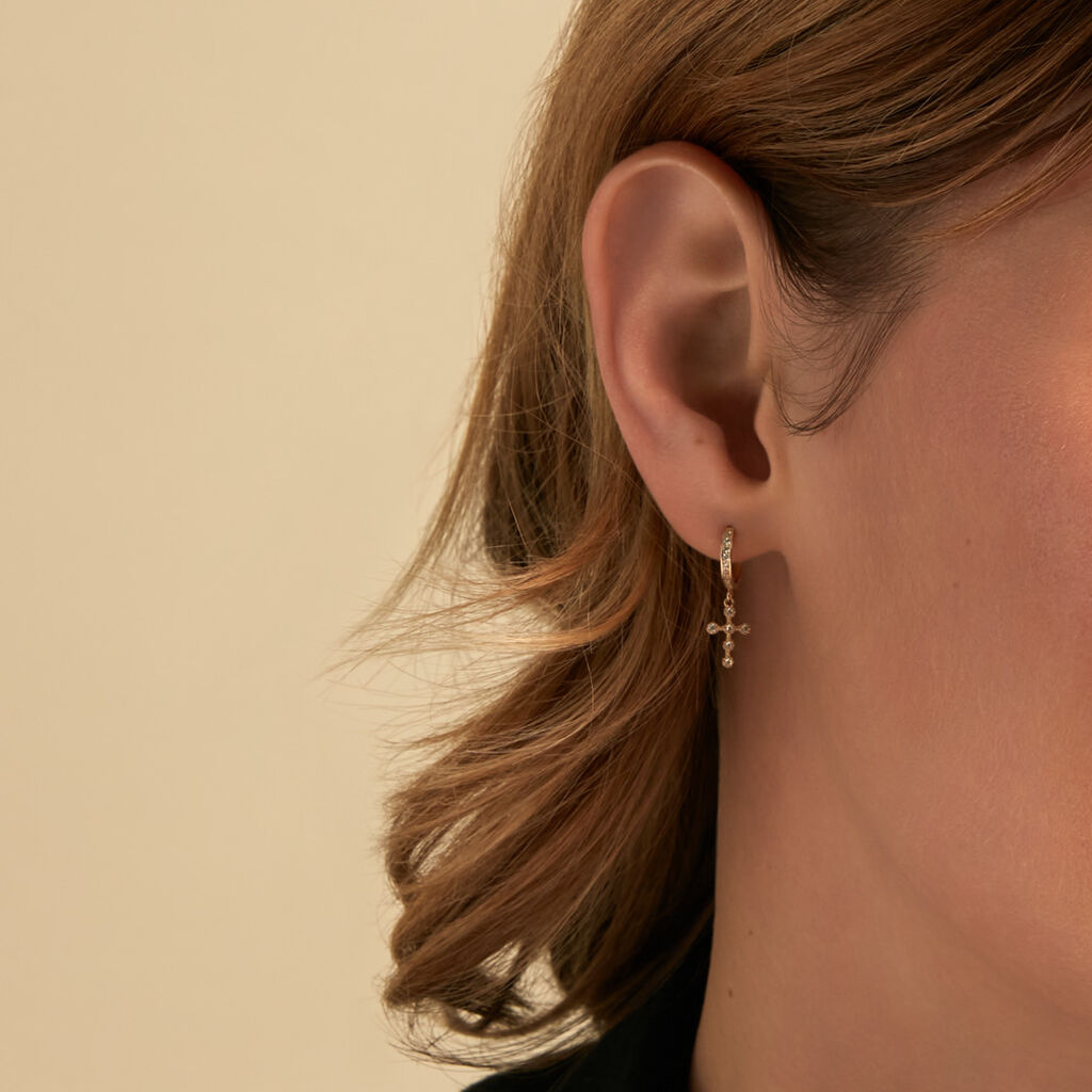 Cr&eacute;oles Royle Or Jaune Oxyde De Zirconium - Boucles d'oreilles cr&eacute;oles Femme | Histoire d&rsquo;Or