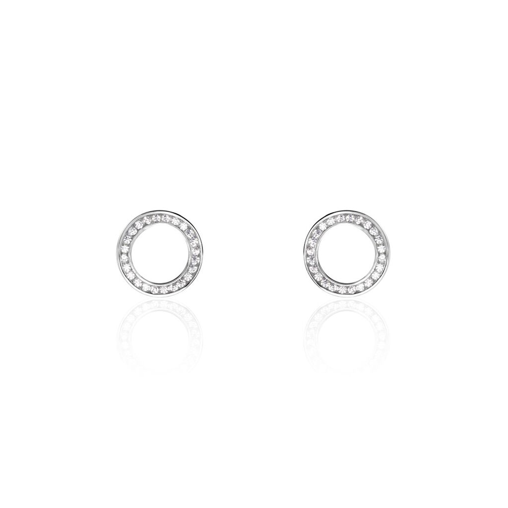 Boucles D'oreilles Puces Prisco Argent Blanc Oxyde De Zirconium - Boucles d'oreilles fantaisie Femme | Histoire d&rsquo;Or