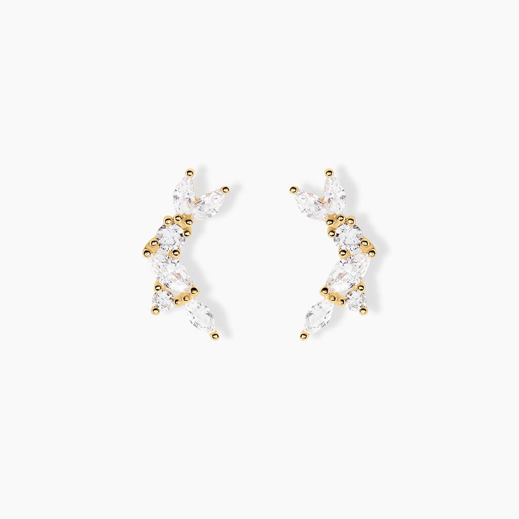 Boucles D'Oreilles Puces Sparkle Or Jaune Oxyde De Zirconium - Clous d'oreilles Femme | Histoire d’Or