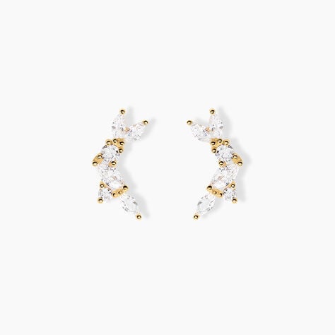 Boucles D'Oreilles Puces Sparkle Or Jaune Oxyde De Zirconium - Clous d'oreilles Femme | Histoire d’Or