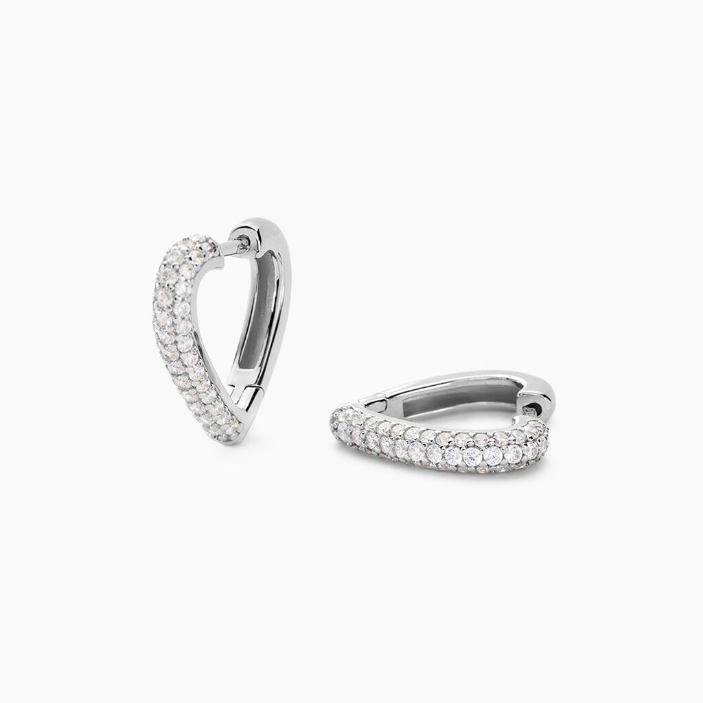 Créoles Declaration Argent Blanc Oxyde De Zirconium - Boucles d'oreilles créoles Femme | Histoire d’Or