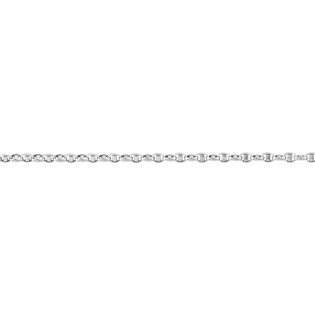Bracelet Capucin Or Blanc Maille Marine Plate - Bracelets chaîne Femme | Histoire d’Or