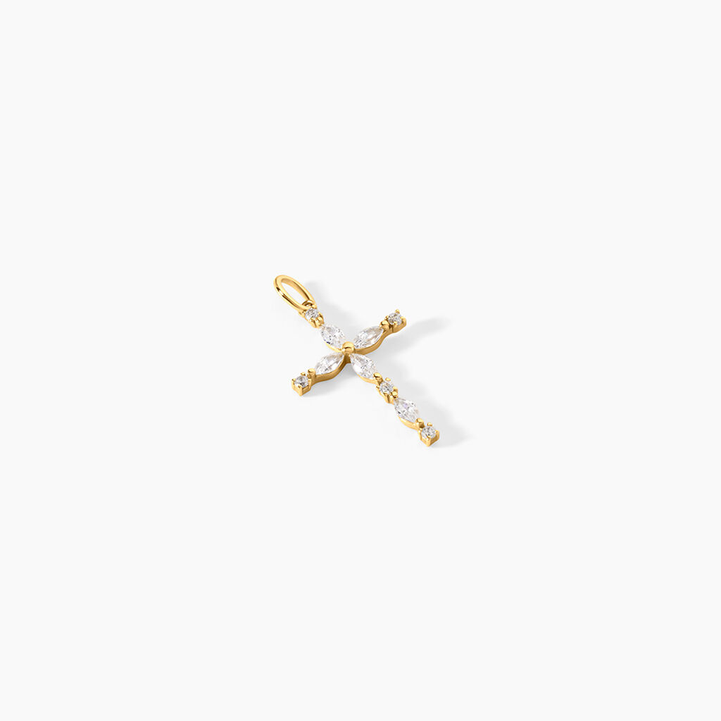 Pendentif Nioclas Argent Dor&eacute; A L'Or 750/1000 Oxyde De Zirconium - Pendentifs Communion Femme | Histoire d&rsquo;Or