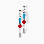Boucles D'oreilles Pendantes Behati Argent Blanc Corail Turquoise - Boucles d'oreilles fantaisie Femme | Histoire d&rsquo;Or
