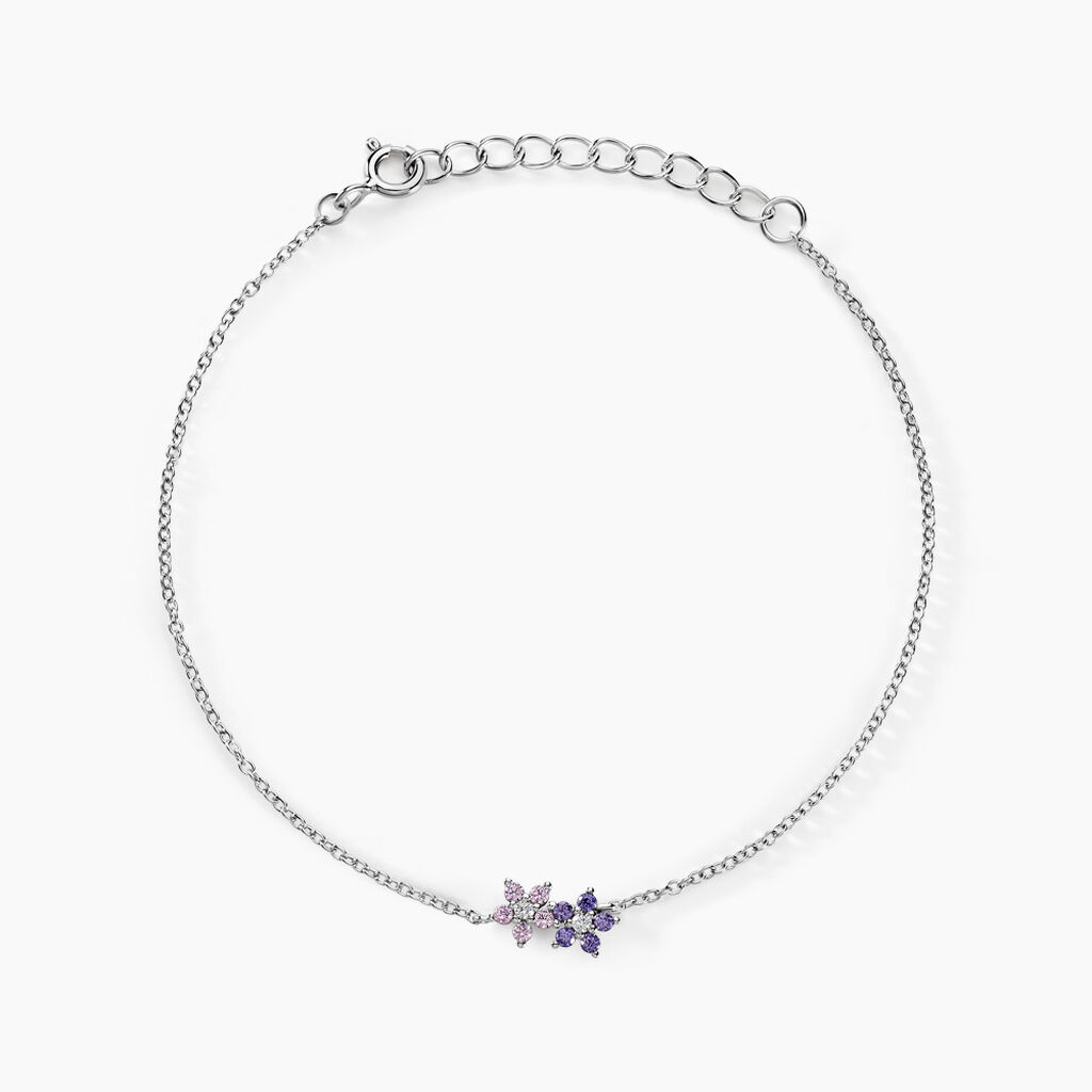 Bracelet Purple Bloom Argent Blanc Oxyde De Zirconium