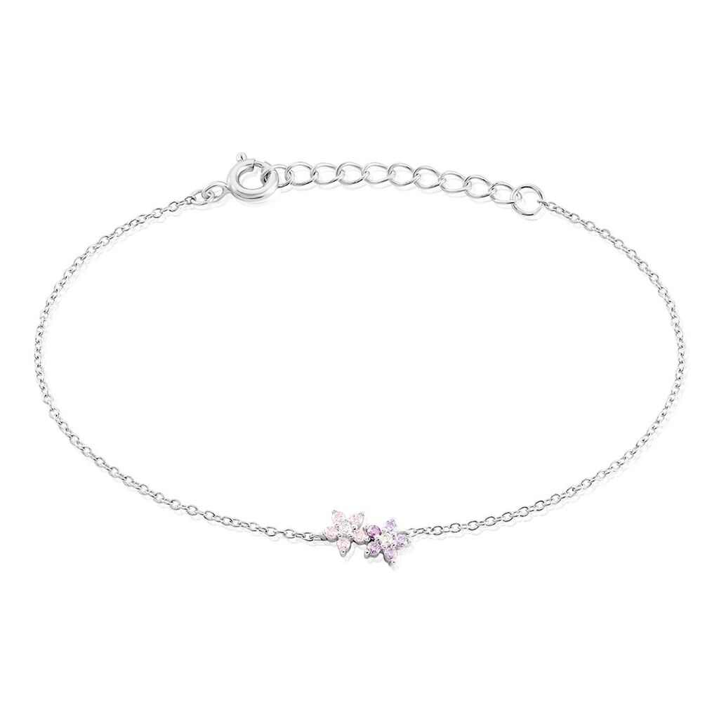 bracelet purple bloom argent blanc oxyde de zirconium