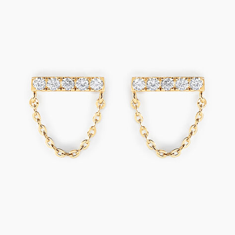Boucles D'oreilles Pendantes Bartolomeo Or Jaune Oxyde De Zirconium - Boucles d'oreilles pendantes Femme | Histoire d&rsquo;Or