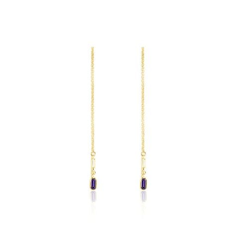 Boucles D'oreilles Pendantes Iris Or Jaune Am&eacute;thyste Topaze - Boucles d'oreilles pendantes Femme | Histoire d&rsquo;Or