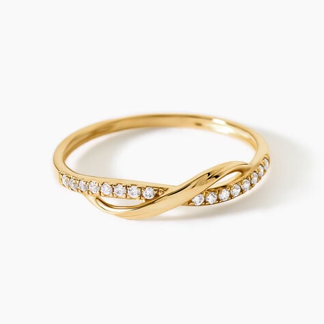 Bague Cass Argent Dor&eacute; A L'Or 750/1000 Oxyde De Zirconium - Bagues avec pierre Femme | Histoire d&rsquo;Or