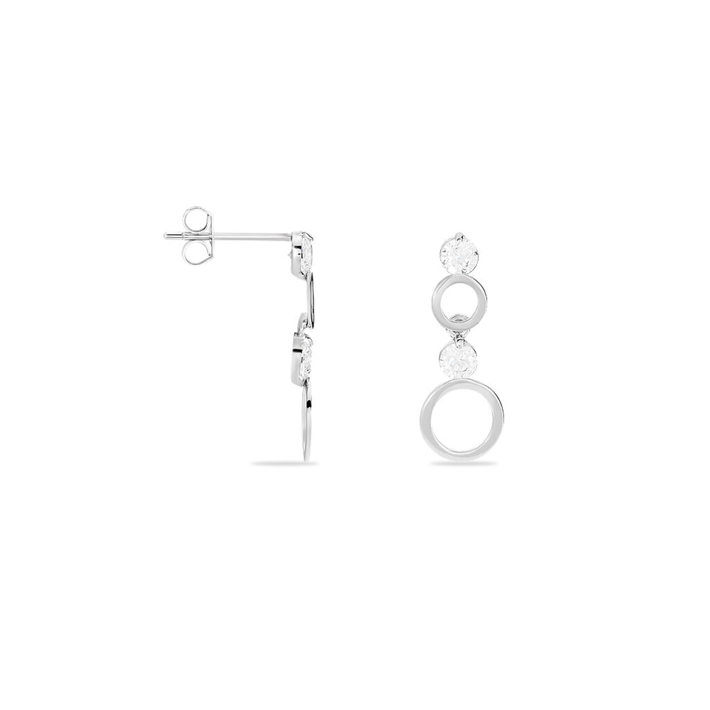 Boucles D'oreilles Puces Wynona Or Blanc Oxyde - Boucles d'oreilles pendantes Femme | Histoire d’Or