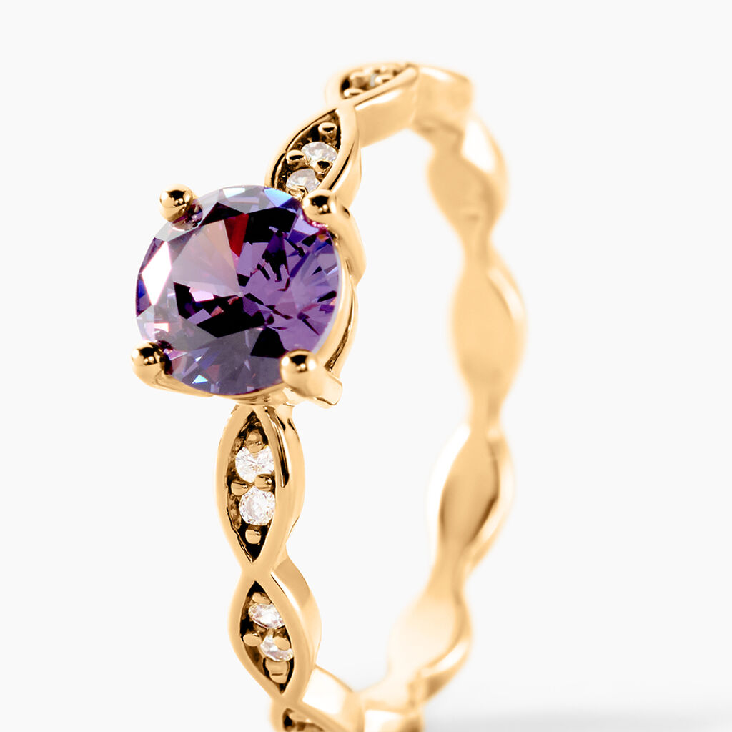 Bague Kurt Plaqu&eacute; Or Jaune Oxyde De Zirconium - Bagues solitaires Femme | Histoire d&rsquo;Or