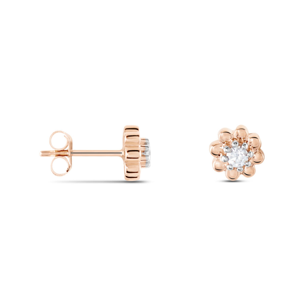 Boucles D'oreilles Puces Argent Rose Donella Oxyde De Zirconium - Boucles d'oreilles fantaisie Femme | Histoire d’Or