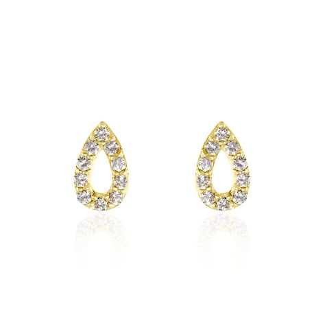Boucles D'oreilles Puces Or Jaune Oxydes De Zirconium - Clous d'oreilles Femme | Histoire d’Or