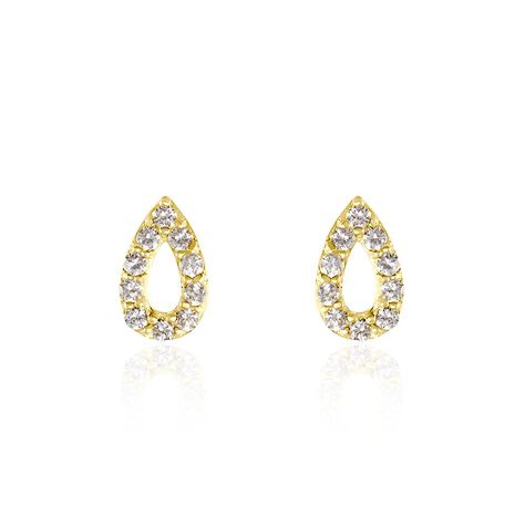 Boucles D'oreilles Puces Or Jaune Oxydes De Zirconium - Clous d'oreilles Femme | Histoire d’Or