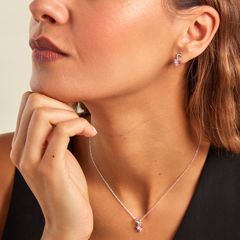 Boucles D'oreilles Puces Argent Blanc Atieno Oxyde De Zirconium - Boucles d'oreilles fantaisie Femme | Histoire d’Or
