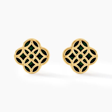 Boucles D'oreilles Puces Rosalite Or Jaune Malachite - Clous d'oreilles Femme | Histoire d&rsquo;Or